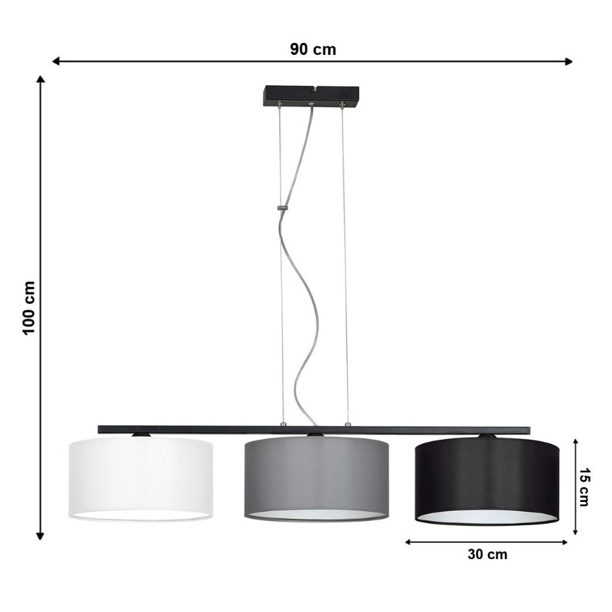 Lámpara colgante ASTRA 3xE27/60W/230V