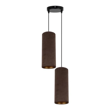Lámpara colgante AVALO 2xE27/60W/230V diá. 20 cm marrón