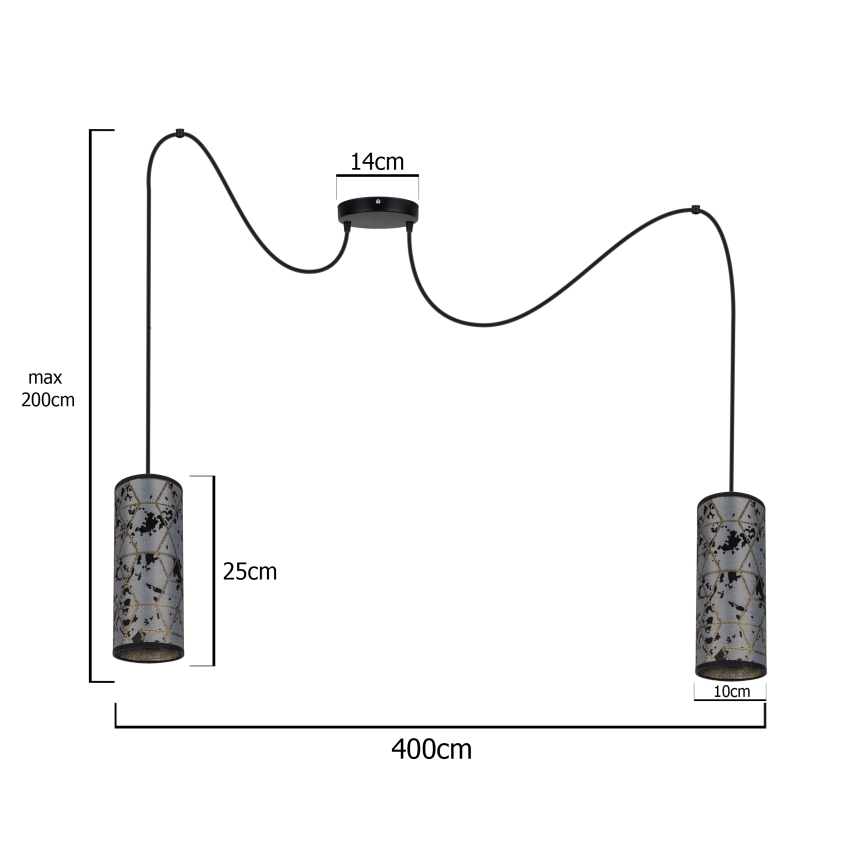 Lámpara colgante AVALO 2xE27/60W/230V gris/negro