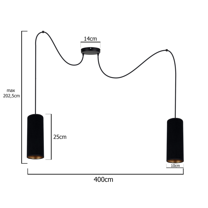 Lámpara colgante AVALO 2xE27/60W/230V negro