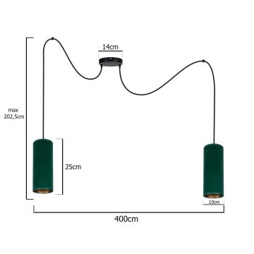 Lámpara colgante AVALO 2xE27/60W/230V verde