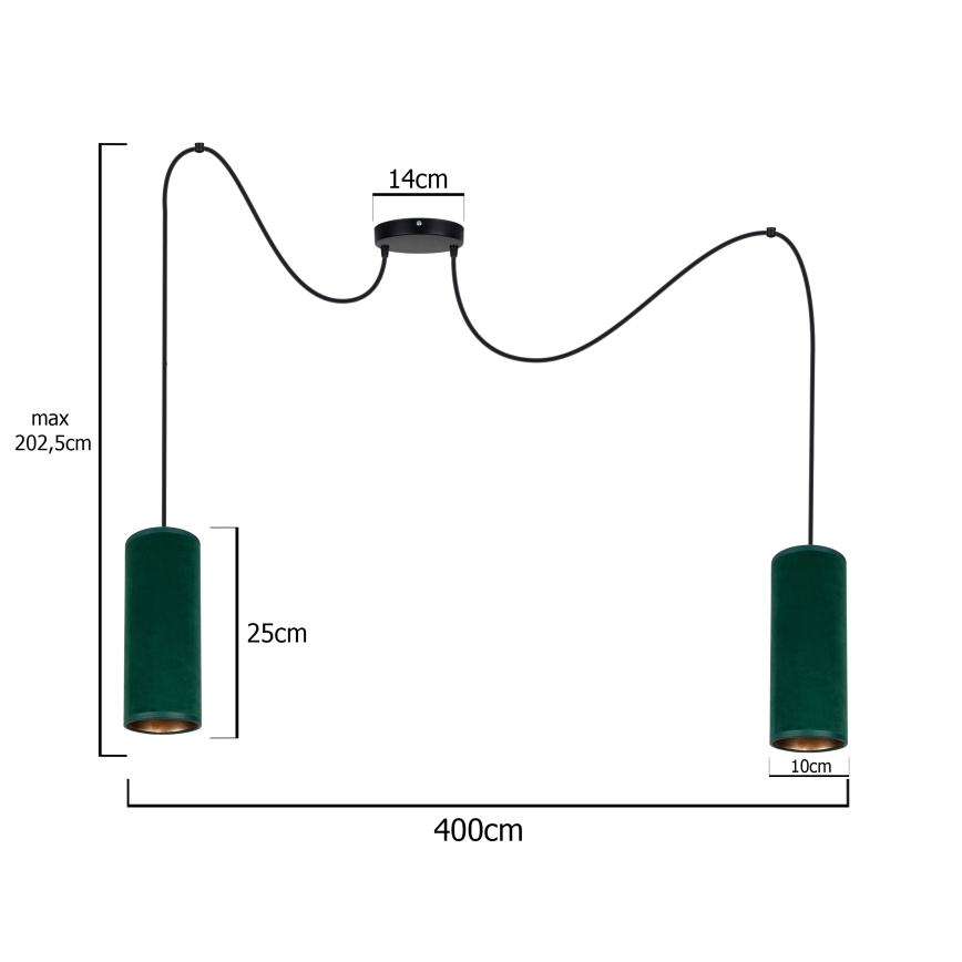 Lámpara colgante AVALO 2xE27/60W/230V verde