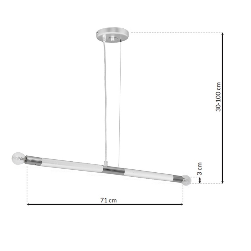 Lámpara colgante BASTONE WHITE 2xE14/40W/230V blanco/cromo brillante