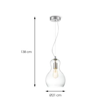 Lámpara colgante BELLO 1xE27/40W/230V diá. 21 cm transparente