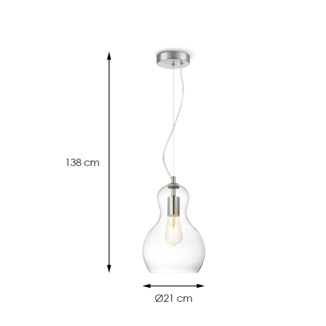 Lámpara colgante BELLO 1xE27/40W/230V diá. 21 cm transparente