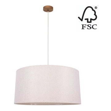 Lámpara colgante BENITA 1xE27/40W/230V color crema/roble – FSC Certificado