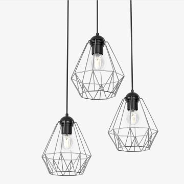 Lámpara colgante BERGEN 3xE27/60W/230V negro/cromo brillante