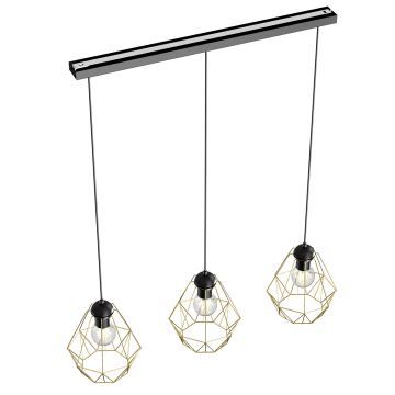 Lámpara colgante BERGEN 3xE27/60W/230V negro/dorado