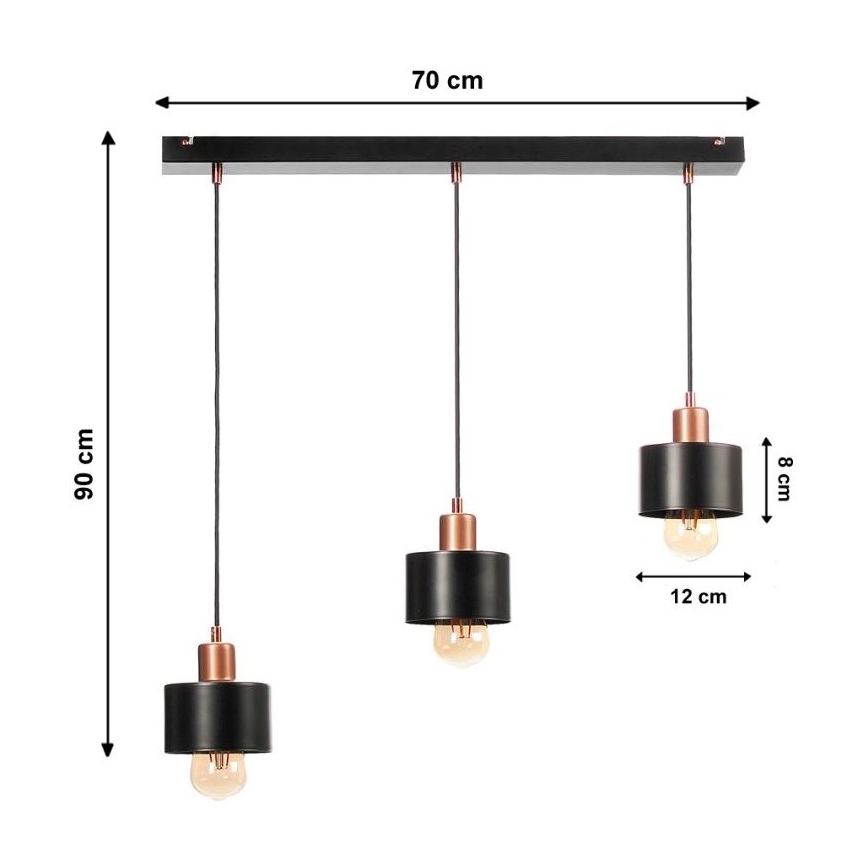 Lámpara colgante BODO 3xE27/60W/230V