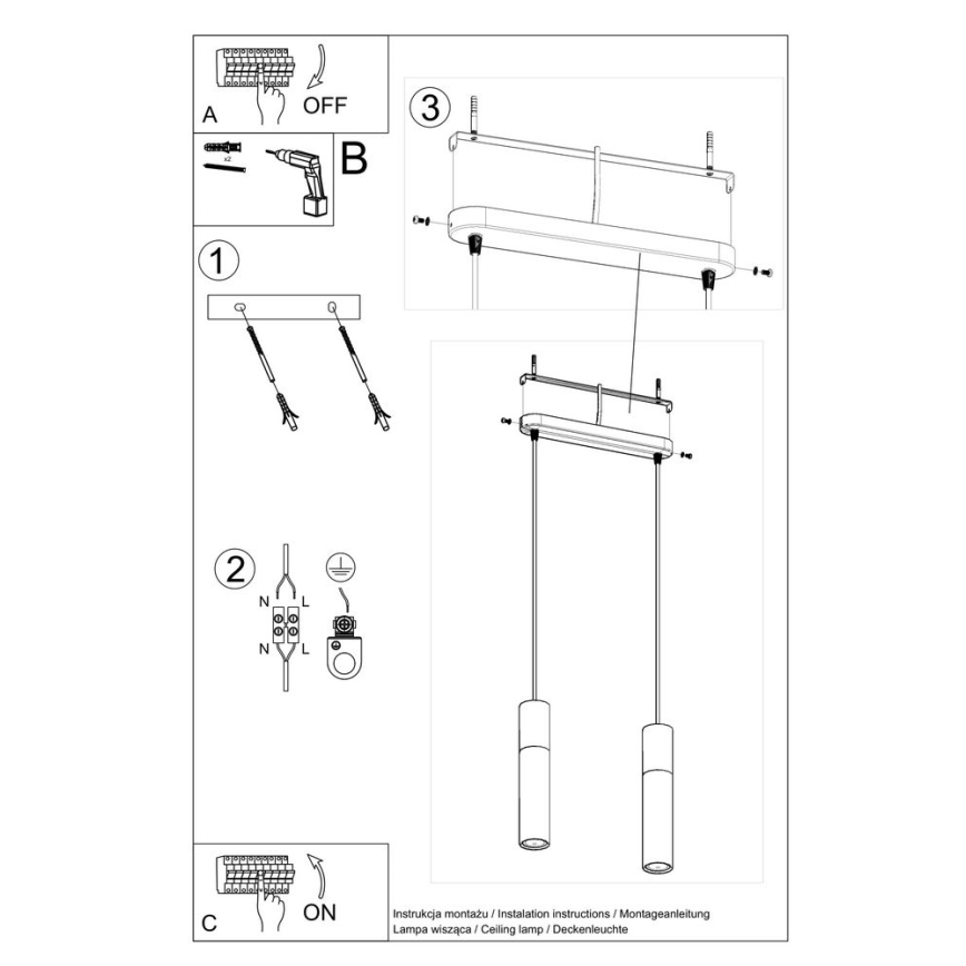 Lámpara colgante BORGIO 2xGU10/40W/230V