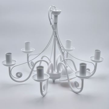 Lámpara colgante con cadena DONATO 6xE14/40W/230V blanco