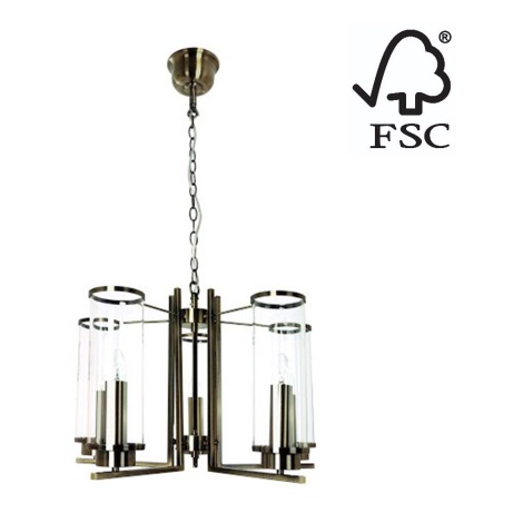 Lámpara colgante con cadena VERDI 5xE14/40W/230V - Certificado FSC