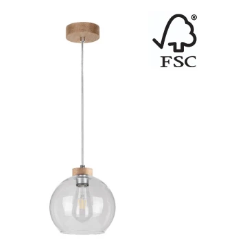Lámpara colgante de luces de cable LAGUNA 1xE27/60W/230V roble - Certificado FSC