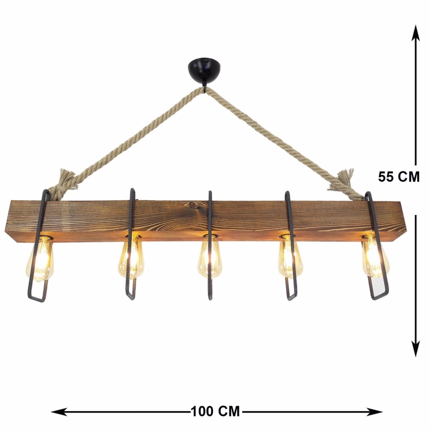 Lámpara colgante DEMIR 5xE27/40W/230V pino