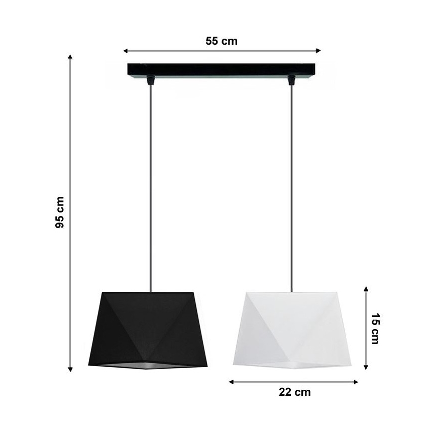 Lámpara colgante DIAMENT 2xE27/60W/230V blanco y negro