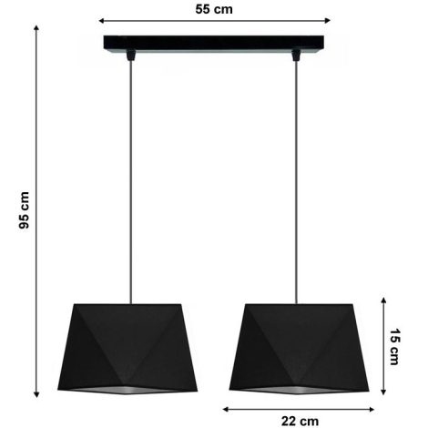 Lámpara colgante DIAMENT 2xE27/60W/230V negro
