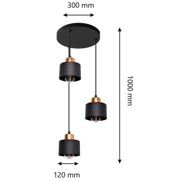 Lámpara colgante EDISON 3xE27/60W/230V