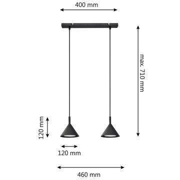 Lámpara colgante ETNA 2xGX53/15W/230V negro