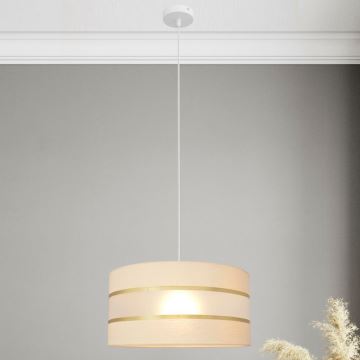 Lámpara colgante HELEN 1xE27/60W/230V diá. 40 cm color crema/dorado