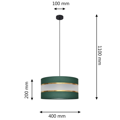 Lámpara colgante HELEN 1xE27/60W/230V diá. 40 cm verde/dorado