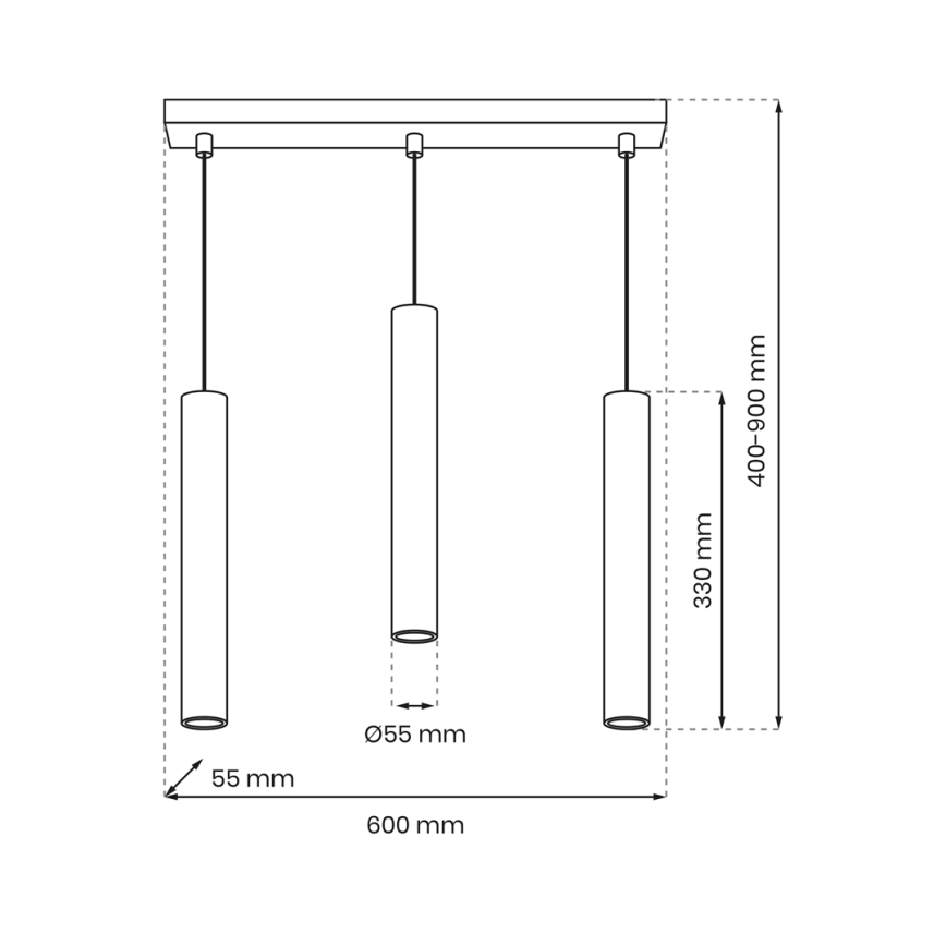 Lámpara colgante HUDSON 3xGU10/8W/230V negro