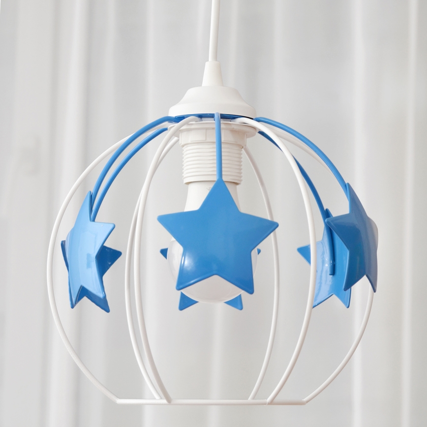Lámpara colgante infantil STARS 1xE27/15W/230V azul/blanco