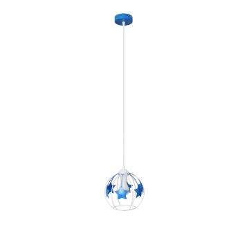 Lámpara colgante infantil STARS 1xE27/15W/230V azul/blanco