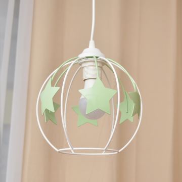 Lámpara colgante infantil STARS 1xE27/15W/230V verde/blanco