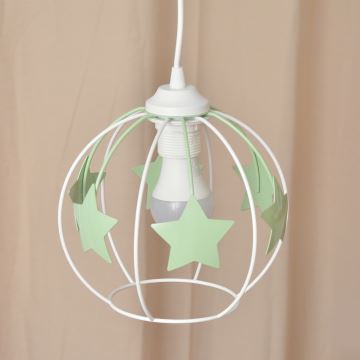 Lámpara colgante infantil STARS 1xE27/15W/230V verde/blanco