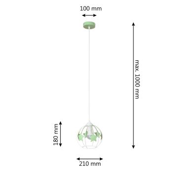 Lámpara colgante infantil STARS 1xE27/15W/230V verde/blanco