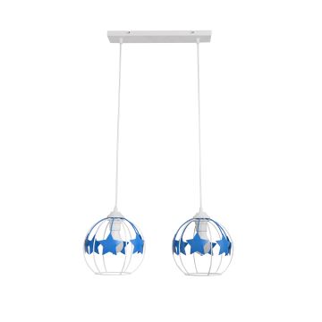 Lámpara colgante infantil STARS 2xE27/15W/230V azul/blanco