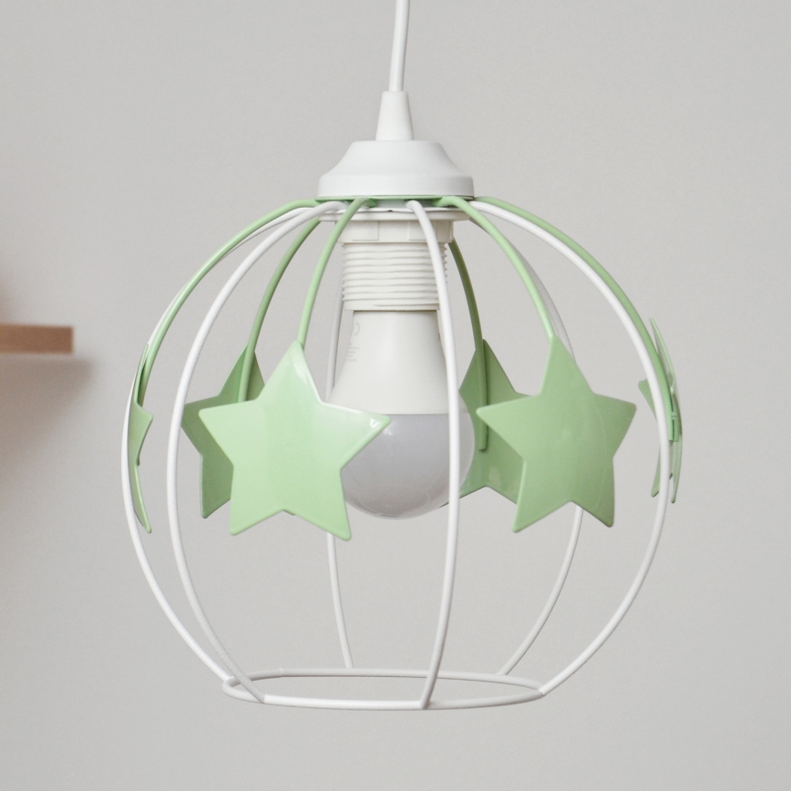 Lámpara colgante infantil STARS 2xE27/15W/230V verde/blanco