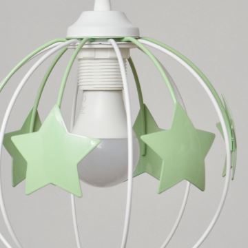 Lámpara colgante infantil STARS 3xE27/15W/230V verde/blanco