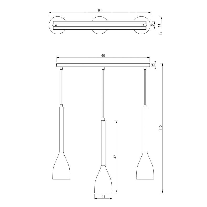 Lámpara colgante ISTAPPAR 3xE27/60W/230V negro