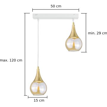 Lámpara colgante LACRIMA WHITE 2xE27/60W/230V