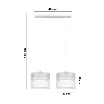 Lámpara colgante LIMA 2xE27/60W/230V plata/blanco