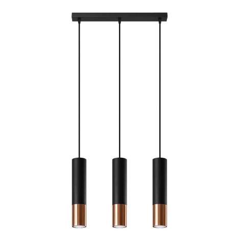 Lámpara colgante LOOPEZ 3xGU10/10W/230V negro/cobre