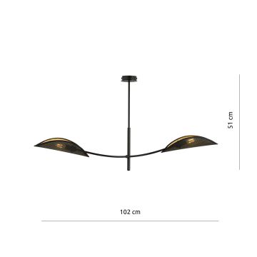 Lámpara colgante LOTUS 2xE14/10W/230V negro/dorado