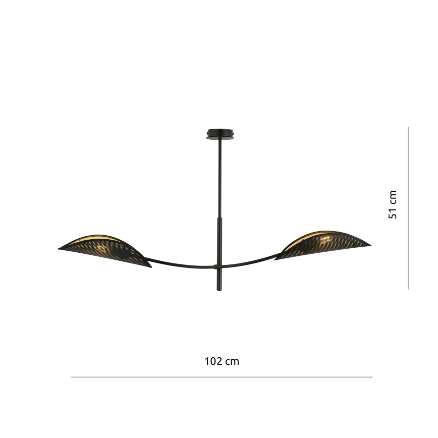 Lámpara colgante LOTUS 2xE14/10W/230V negro/dorado