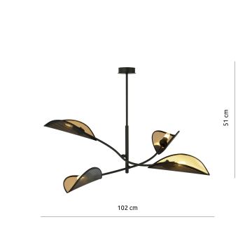 Lámpara colgante LOTUS 4xE14/10W/230V negro/dorado