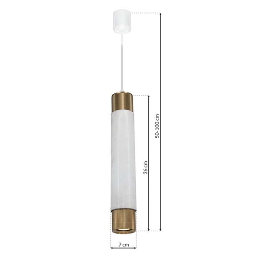 Lámpara colgante Marble white/brass 1xGU10/8W/230V