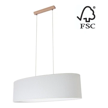 Lámpara colgante MERCEDES 2xE27/40W/230V blanco/roble – FSC Certificado