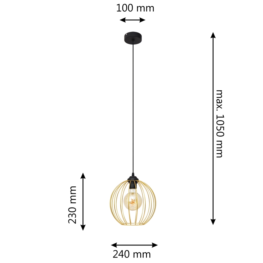 Lámpara colgante MERCURE 1xE27/60W/230V dorado/negro