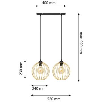 Lámpara colgante MERCURE 2xE27/60W/230V dorado/negro