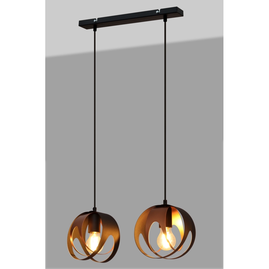 Lámpara colgante MOONLIGHT 2xE27/60W/230V negro/cobre