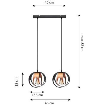 Lámpara colgante MOONLIGHT 2xE27/60W/230V negro/cobre