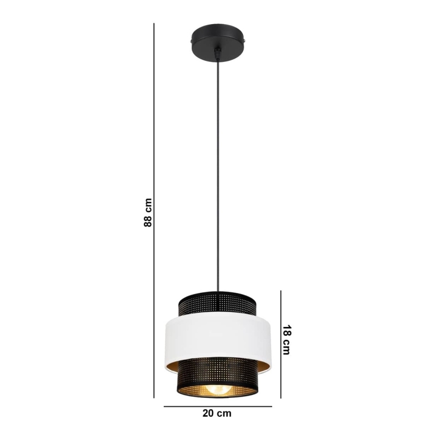 Lámpara colgante NESS 1xE27/60W/230V negro/blanco