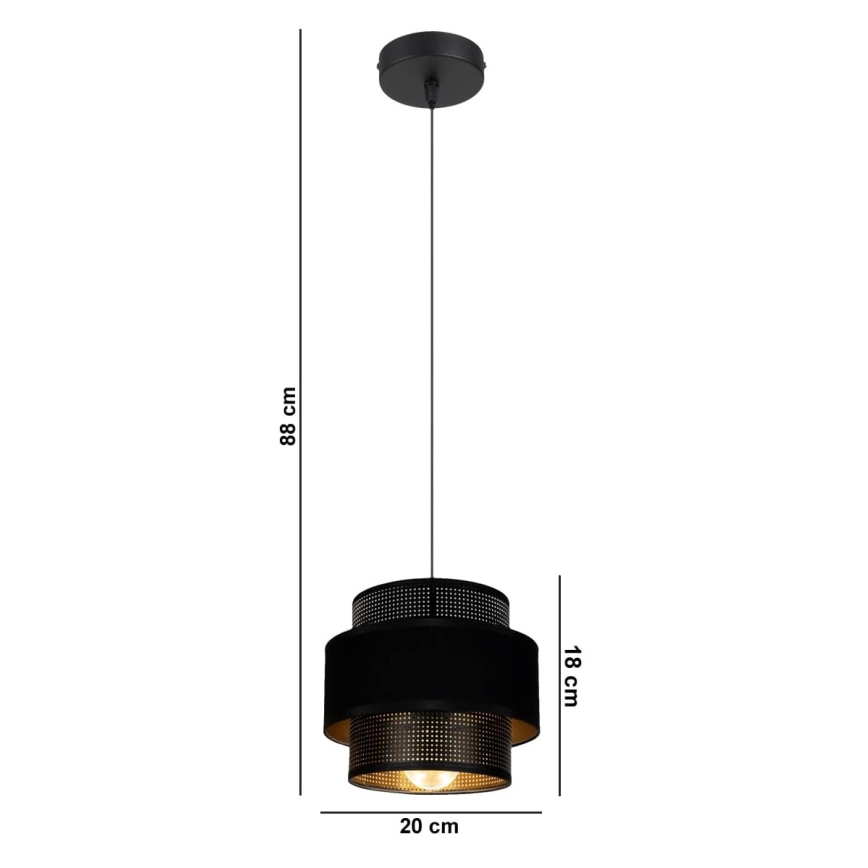 Lámpara colgante NESS 1xE27/60W/230V negro