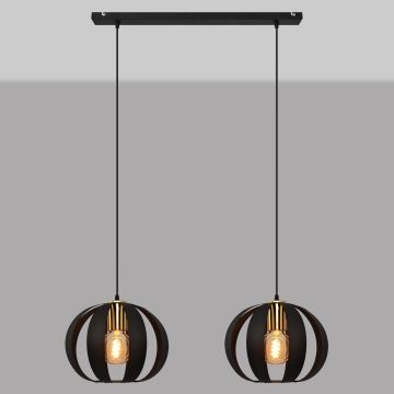 Lámpara colgante NEWTON 2xE27/60W/230V negro/dorado