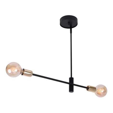 Lámpara colgante ONYX 2xE27/60W/230V negro/dorado